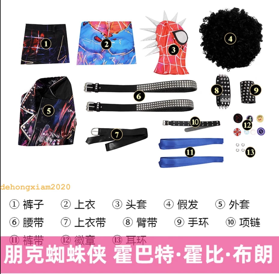 Spiderman Across The Spider-Verse Hobie Brown Cosplay Punk Costume Halloween Set 07FC0E-D4 - KOEEK