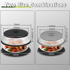 12" Microwave food Cover & Mat,Vented Collapsible Splatter Guard dish Plate lid 07FC0E-D4 - KOEEK