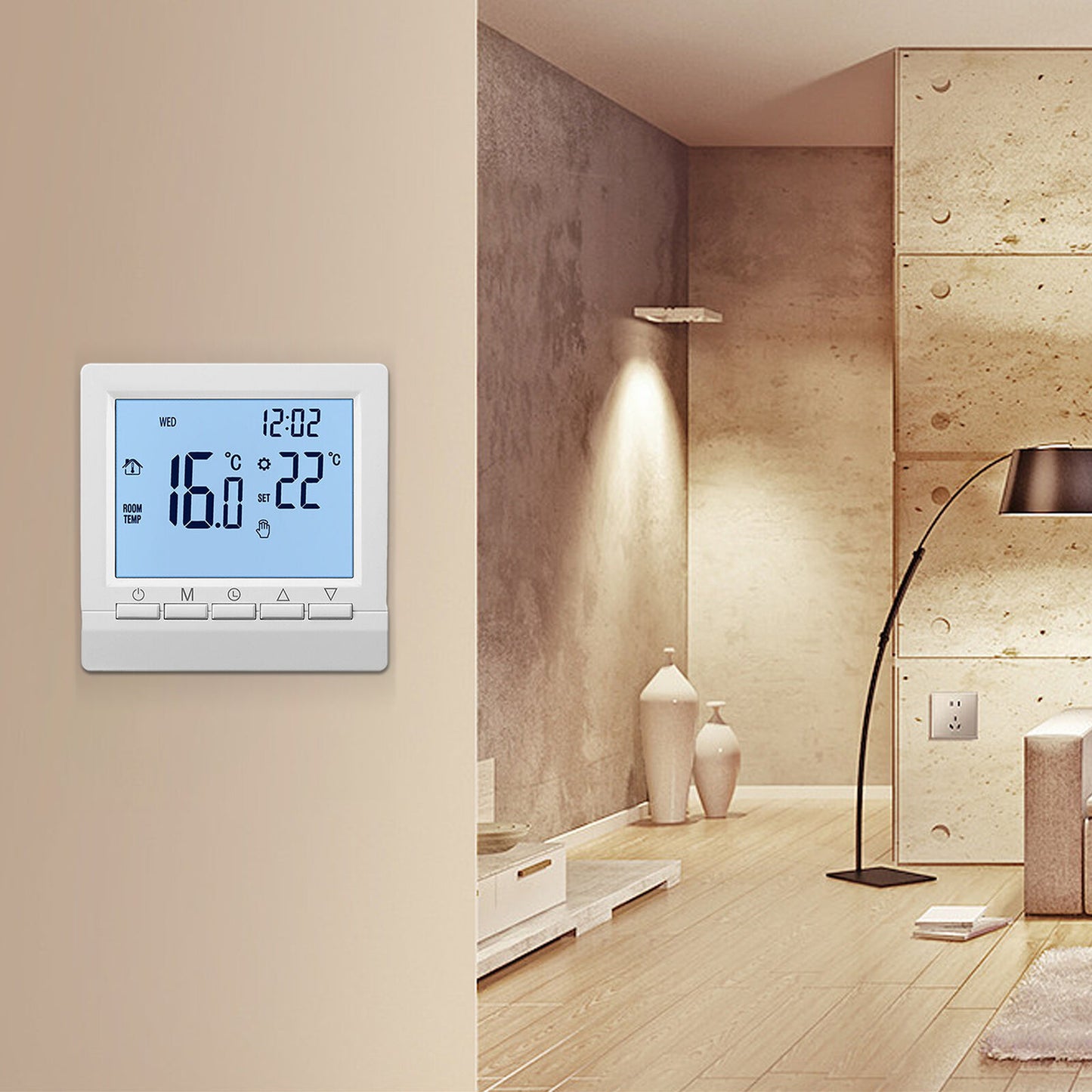 new Thermostat For House Wall-Mounted Smart LCD Screen Battery Powered Thermostat koeek - KOEEK