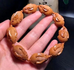 Olive Nut Carved Rabbit Beads Bracelet Hand Chain 07FC0E-D4 - KOEEK