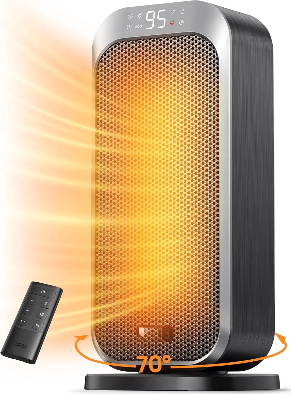 Silent space heater for indoor use,1500 Watt electric heater with remote control 07FC0E-D4 - KOEEK