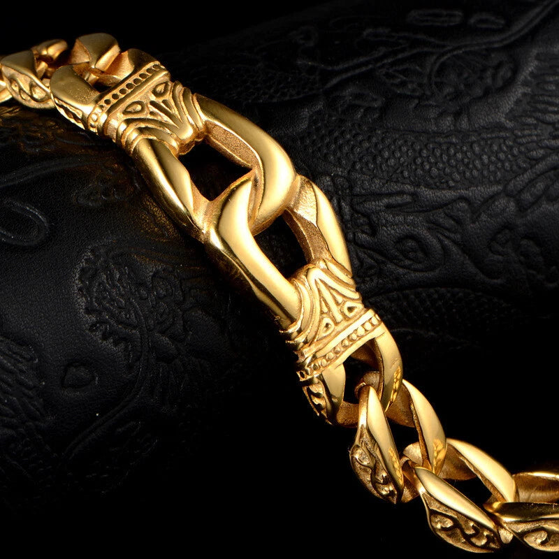 Mens Heavy Sturdy Stainless Steel Motorcycle Biker Chain Bracelet Wristband Gift 07FC0E-D4 - KOEEK
