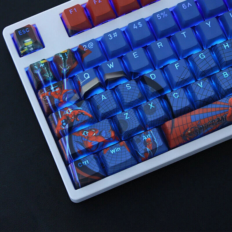 Spiderman 108 Keys PBT Translucent Keycaps OEM Height for Mechanical Keyboard 07FC0E-D4 - KOEEK