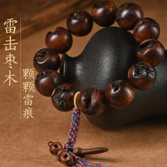 2.5cm Natural Thunderstrike Jujube Wood Bracelets Prayer Beads Hand Strings 07FC0E-D4 - KOEEK