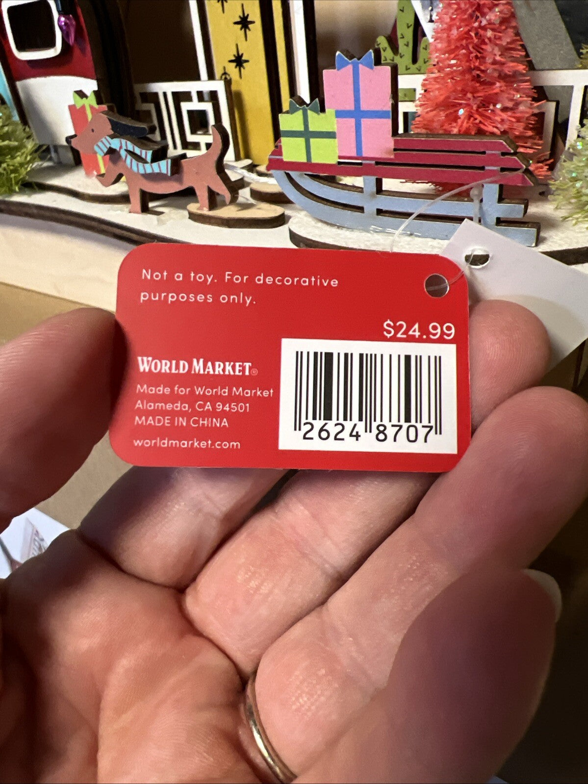 !! 2024 World Market Laser Cut Wood Mid Century A Frame House LED Light Up! WORLD MARKET - KOEEK