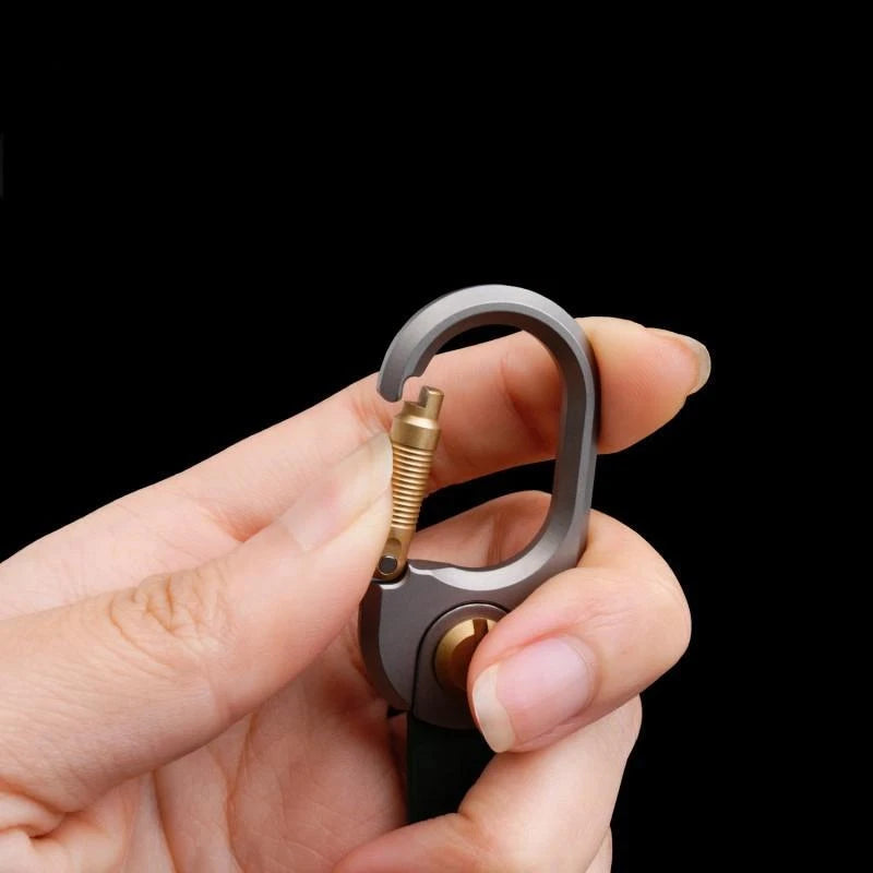 Titanium Brass  Leather Keychain Durable Car Key Holder Carabiner Clip 07FC0E-D4 - KOEEK