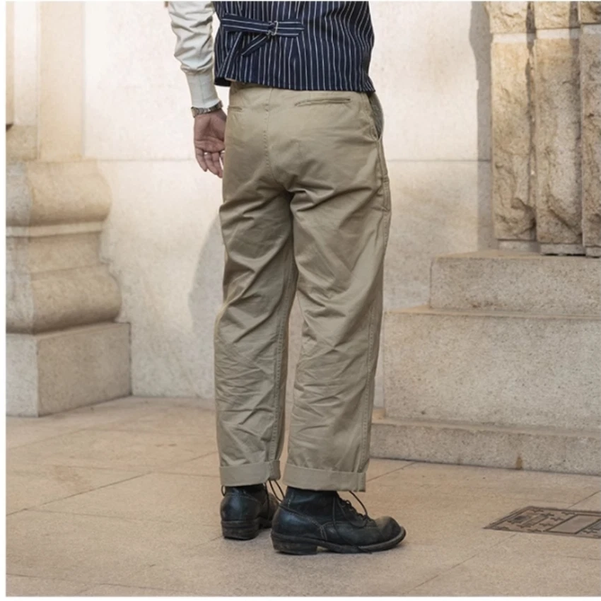 WW2 1942 Army Military Chinos Khaki Pants Men's straight-leg Overalls Size 36 07FC0E-D4 - KOEEK