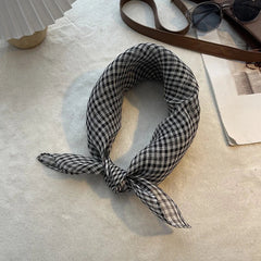 Womens  Linen Striped White Necktie Bandana Thin Neckerchief Scarf Accessory 07FC0E-D4 - KOEEK