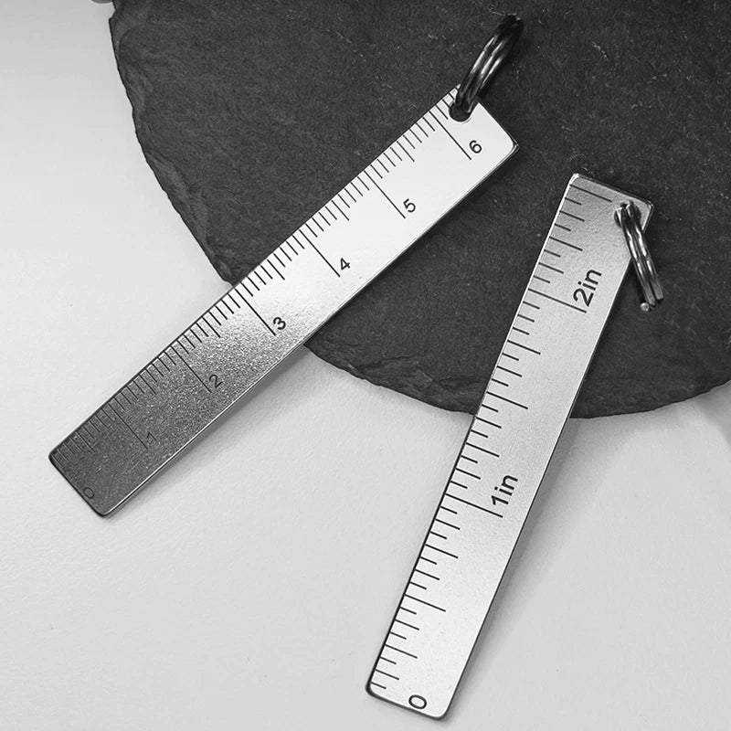 EDC Titanium Ruler Measuring Range in/ cm Ruler Keychain Pendant with Key Ring 07FC0E-D4 - KOEEK