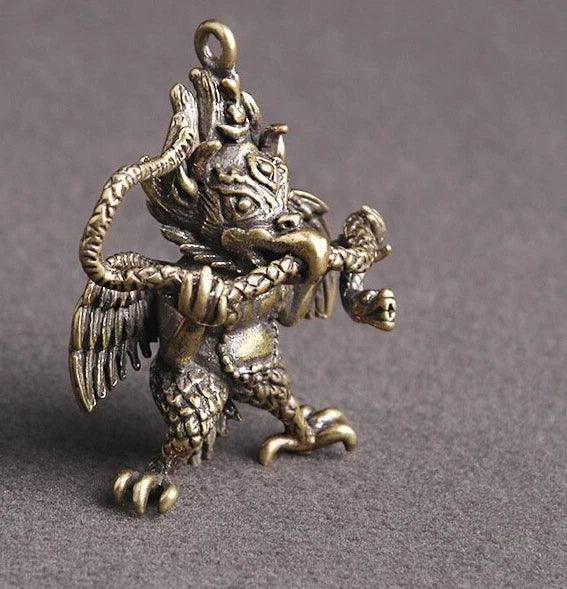 1.62" Brass Tibetan Buddhism Dapeng Bird God Buddha Statue Home Decor Ornament 07FC0E-D4 - KOEEK