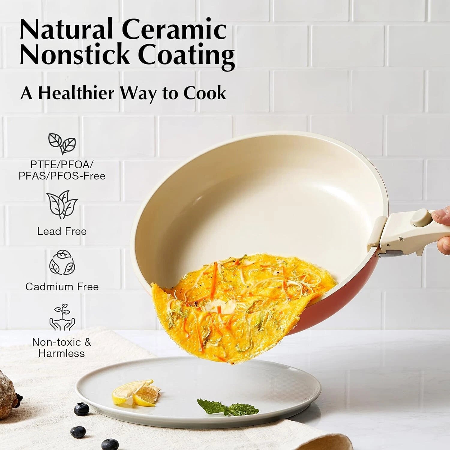 Ceramic Cookware Set, 8-Piece Detachable Handle Nonstick Cookware Set，Pink 07FC0E-D4 - KOEEK