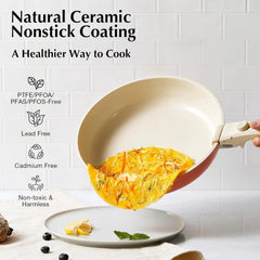 Ceramic Cookware Set, 8-Piece Detachable Handle Nonstick Cookware Set，Pink 07FC0E-D4 - KOEEK