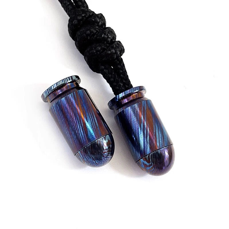 EDC Titanium Damascus Parachute Cord Bead Necklace Keychain Pendant Lanyard Tool 07FC0E-D4 - KOEEK