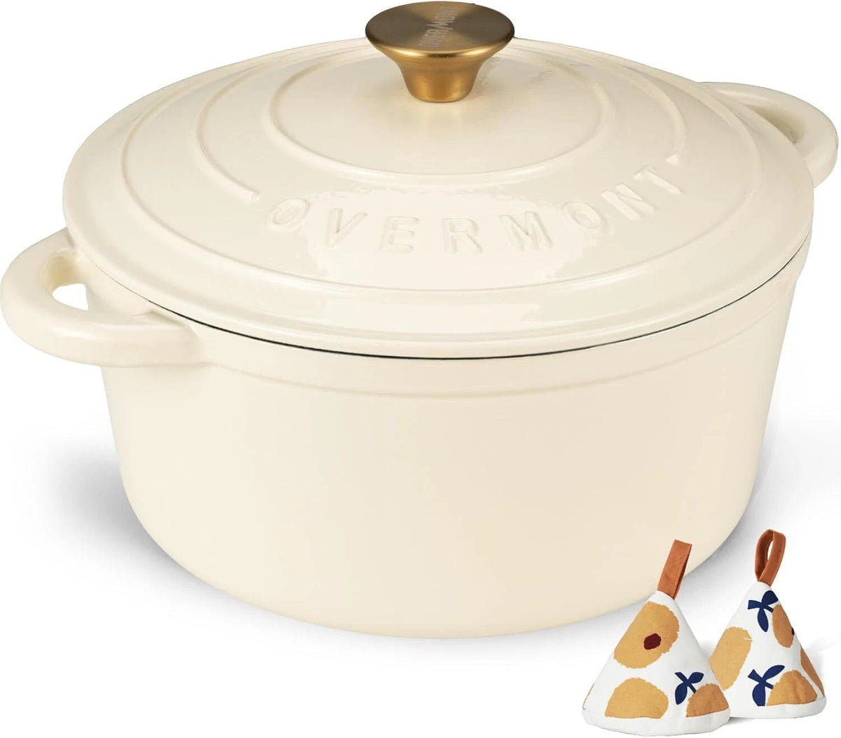 Enameled Cast Iron Dutch Oven - 5.5QT Pan with Lid Cookbook and Cotton Pan Mat 07FC0E-D4 - KOEEK