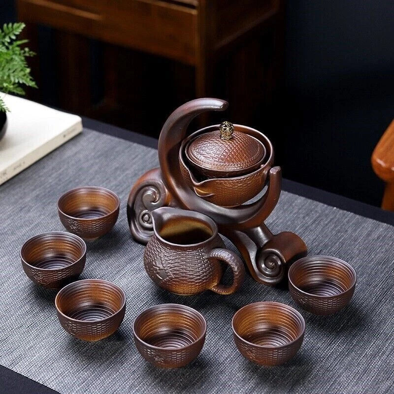 Lazy Man Tea Set Ceramic Teapot Semi Automatic Tea Making Kung Fu Tea Ceremony 07FC0E-D4 - KOEEK