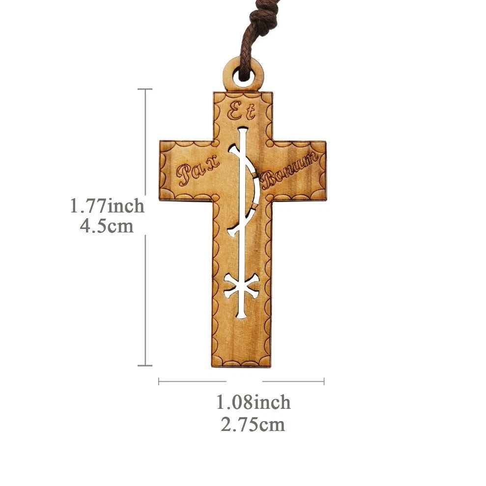 Italian Hand Carved Olive Wood Cross - For Pendant - Handicraft jewelry 07FC0E-D4 - KOEEK