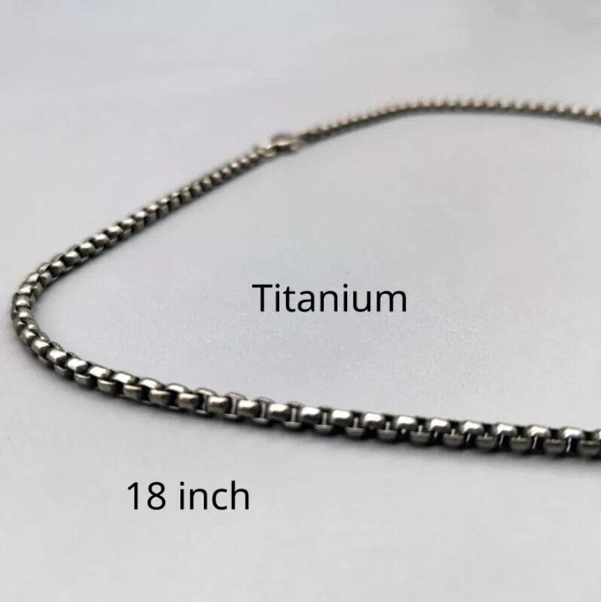 18" Pure Titanium Box Chain Necklace 3mm Men Unisex NO Allergic Skin Care Health 07FC0E-D4 - KOEEK