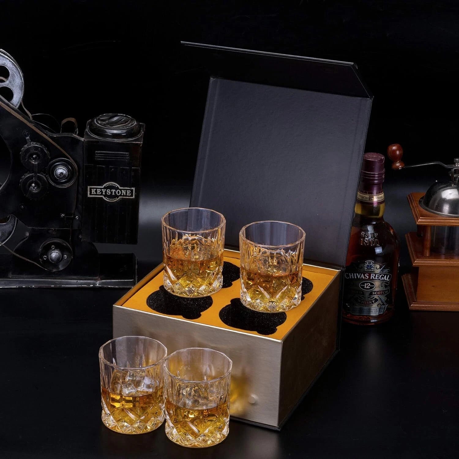 10 oz Ice Glasses for Scotch, Spirits and Cocktails - Set of 4 07FC0E-D4 - KOEEK