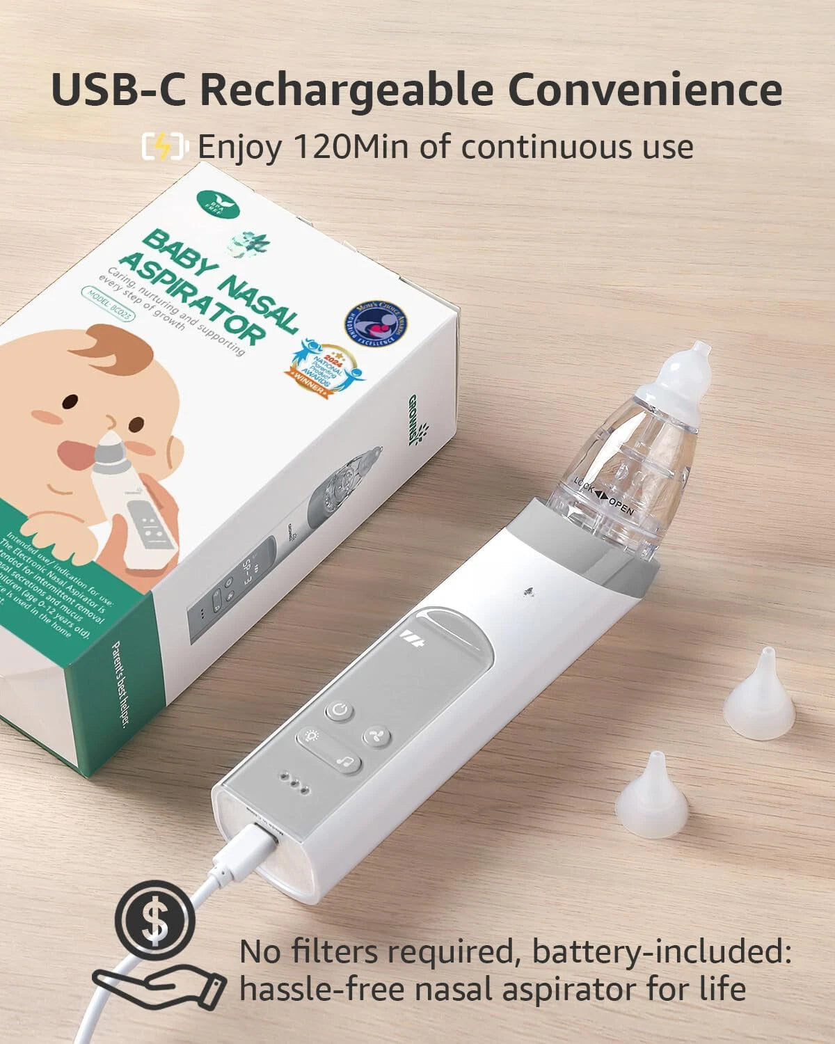 Baby Nasal Aspirator, Baby Nasal Aspirator with 3 Soft Silicone Tips 07FC0E-D4 - KOEEK