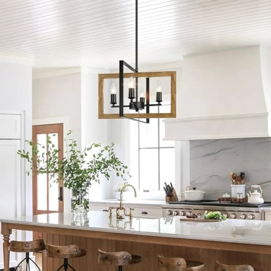 17” Farmhouse Chandelier for Dining Room Fixtures 4 Light Rustic Chandelier 07FC0E-D4 - KOEEK