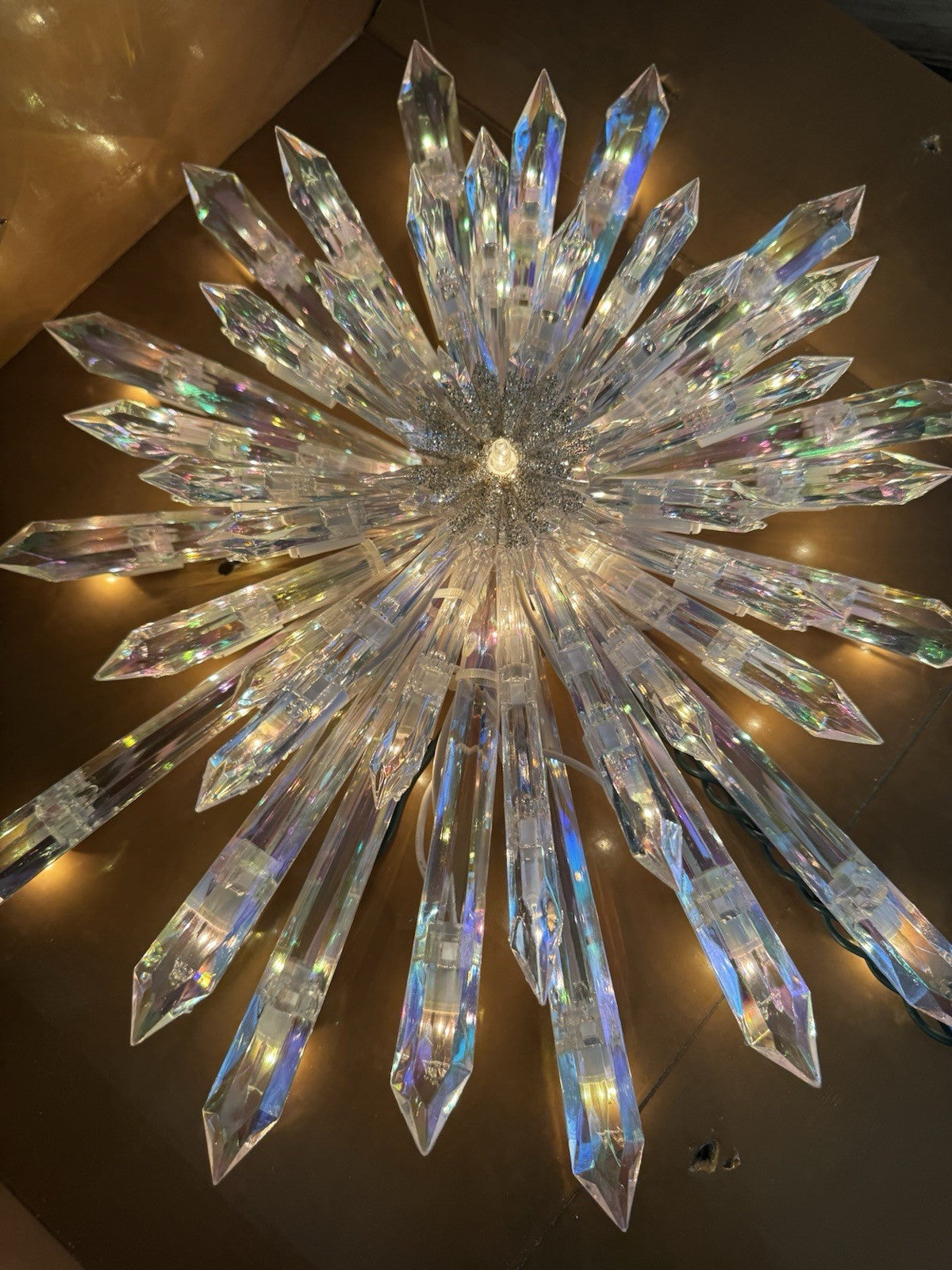 GE 50 Light Large Crystal Style Star Snowflake Christmas Tree Topper Big 14" wBX GE - KOEEK