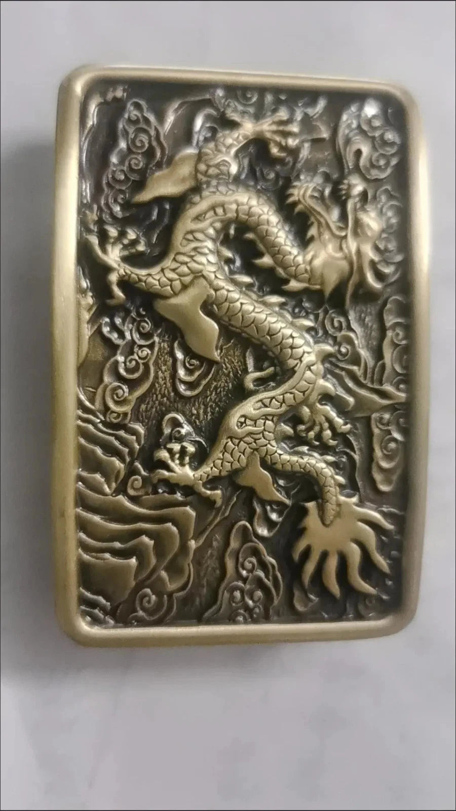 40mm Fashion Men's Luxury Pure Brass Zodiac Dragon Leather Belt Buckle Width 07FC0E-D4 - KOEEK