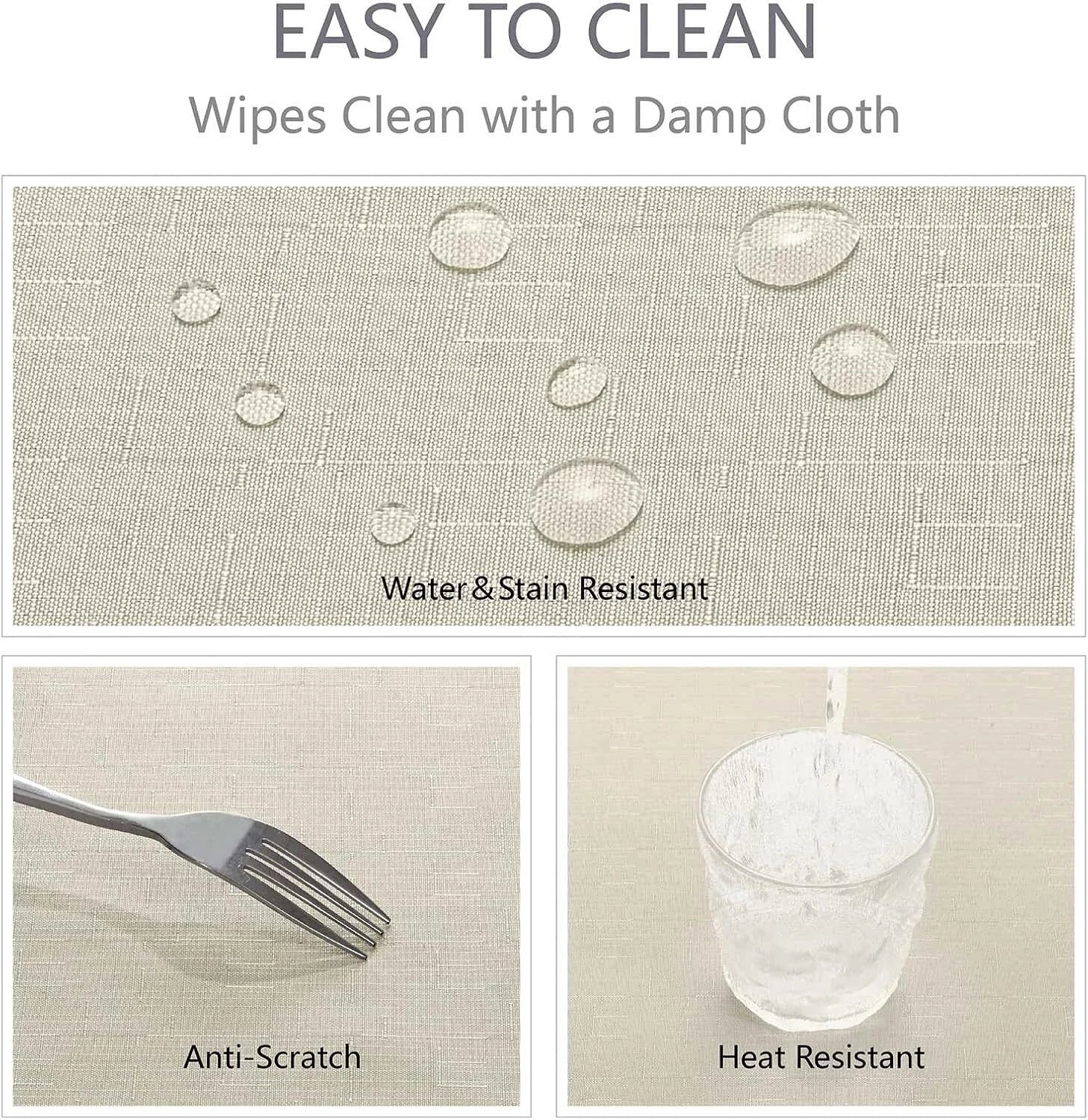 Rectangle 4 Feet Tablecloth 52x70 inch Linen Textured Table Cloth Stain Wrinkle 07FC0E-D4 - KOEEK