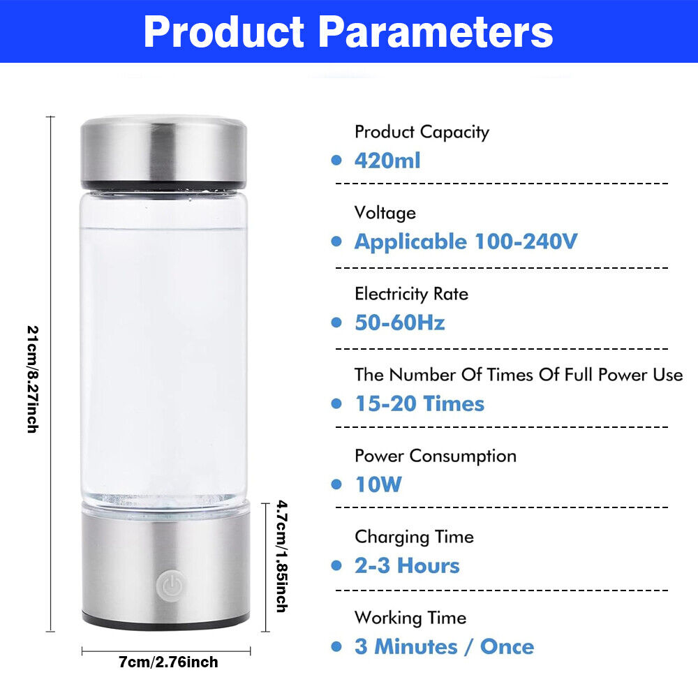 ny 1,5L Hydrogen Vannflaske Hydrogenrik Bærbar Rich Hydrogen Water Generator