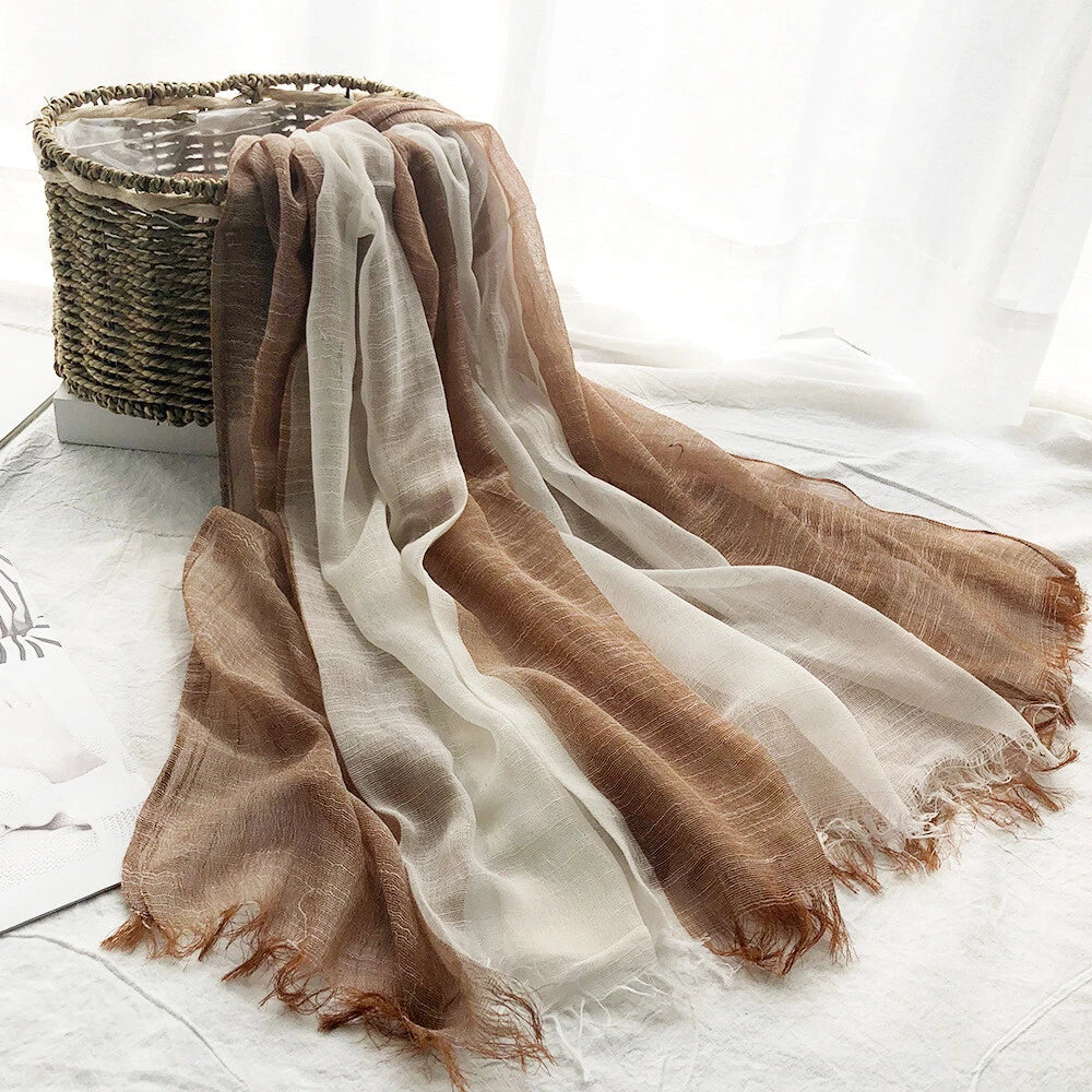 Soft Linen Cotton Scarf Shawls Muslim Large Hijab Wraps Unisex Women Men Scarves 07FC0E-D4 - KOEEK