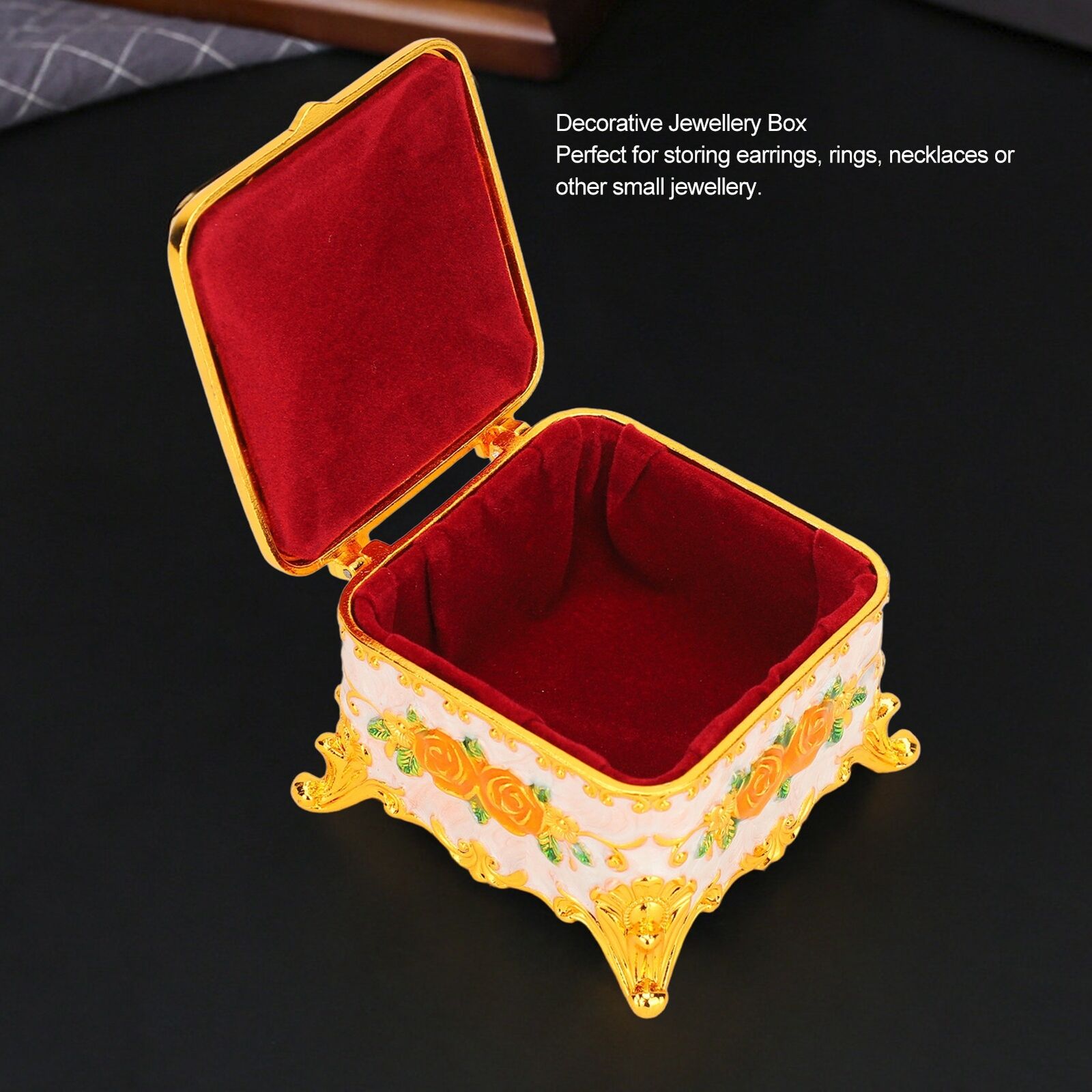 new Classic Trinket Storage Organizer Rose Pattern Ring Box for Earrings Necklaces koeek - KOEEK