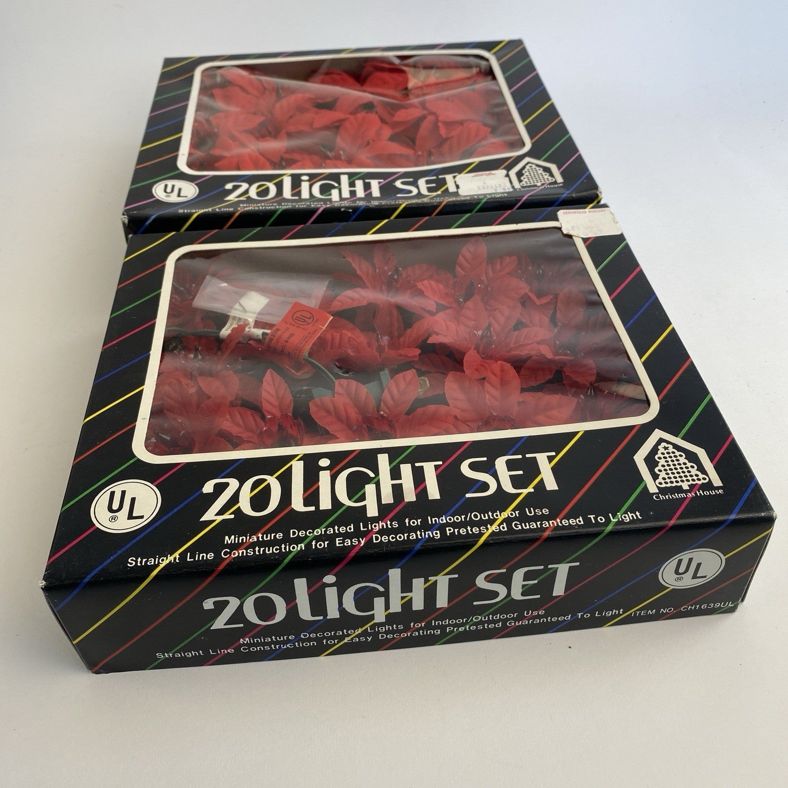 Vintage Red Silk Poinsettia Holiday Christmas String Lights Lot Of 40 07FC0E-D4 - KOEEK
