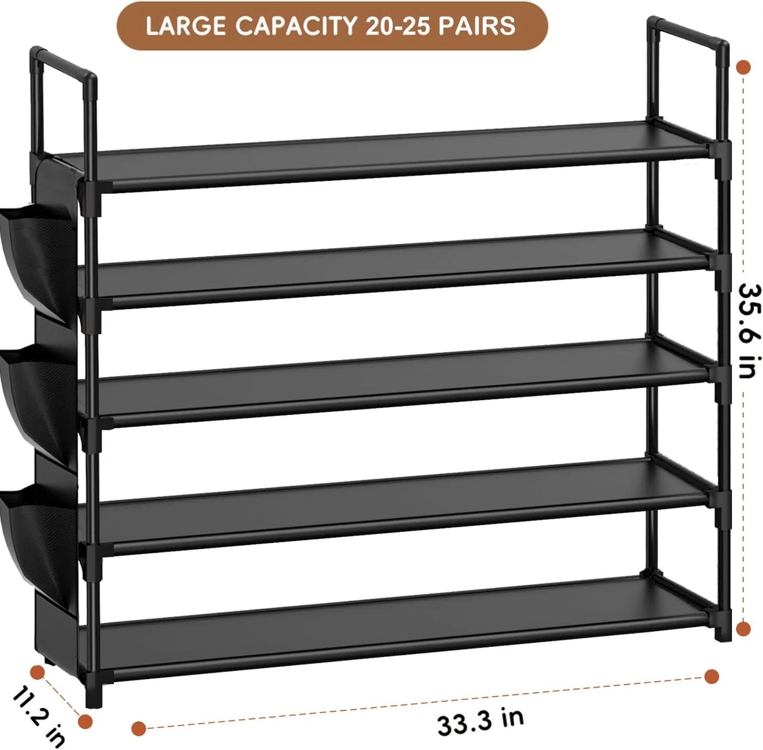 Shoe Rack 5 Tier Shoe Organizer Storage 20-25 Pairs Shoes Rack for Closet Shoes 07FC0E-D4 - KOEEK