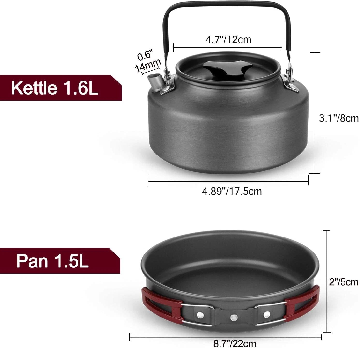 22 Piece Camping Cookware Set, Large Hanging Pot Pan Kettle, Picnic 07FC0E-D4 - KOEEK