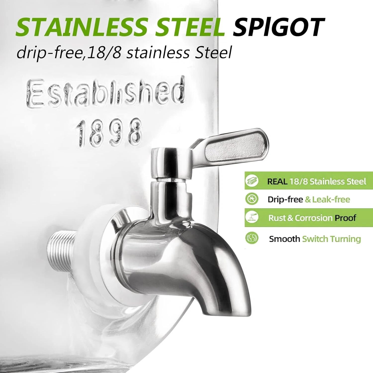 1 Gallon Drink Dispenser with Spigot 18/8 Stainless Steel– Airtight & Leakproof 07FC0E-D4 - KOEEK