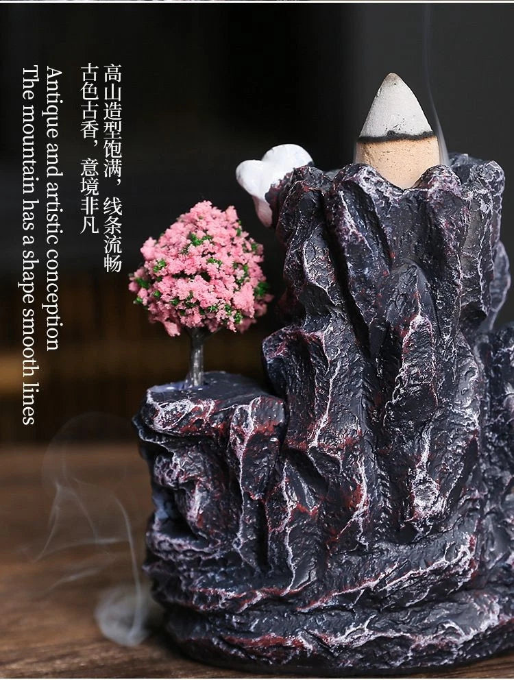 Creative Mountain Stream Resin Backflow Incense Burner Aromatherapy Decor 07FC0E-D4 - KOEEK