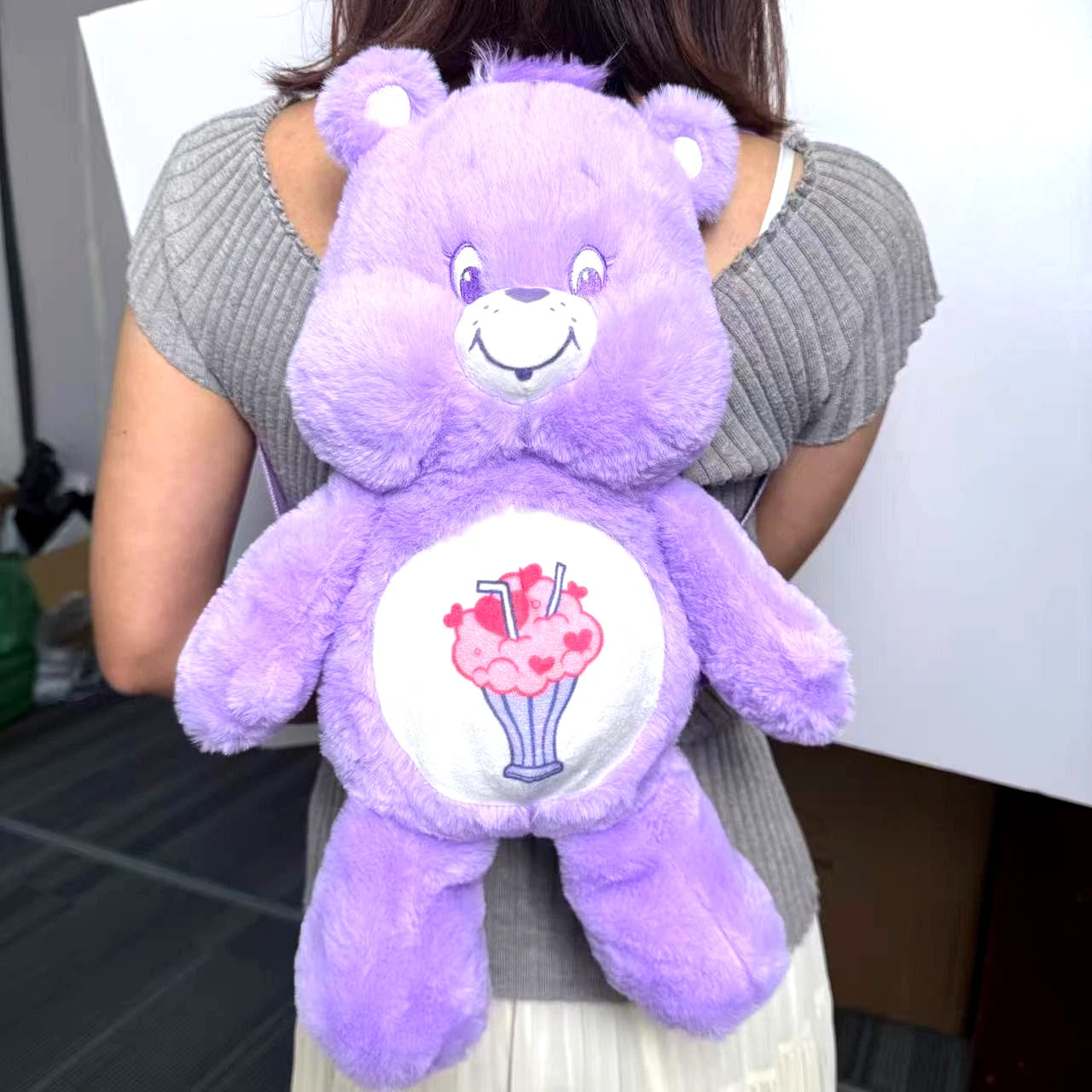 Care Bears Share Bear 17” Plush Backpack Purple Soft Plush Backpack Bag CARE_BEARS - KOEEK