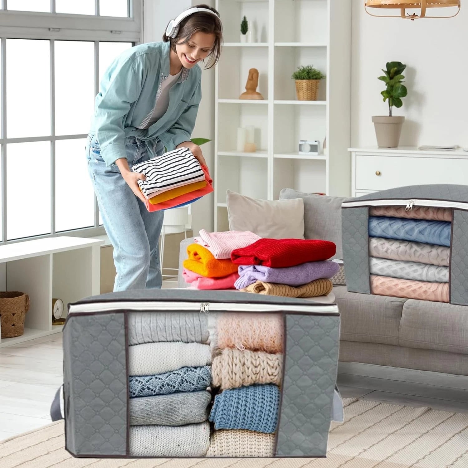 3 zippered storage bags, suitable for wardrobes, can be  to store mattresses 07FC0E-D4 - KOEEK
