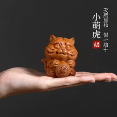 Little Tiger Desktop Decorative Artwork - Animal Zodiac Tiger Cute Wood Carving 07FC0E-D4 - KOEEK