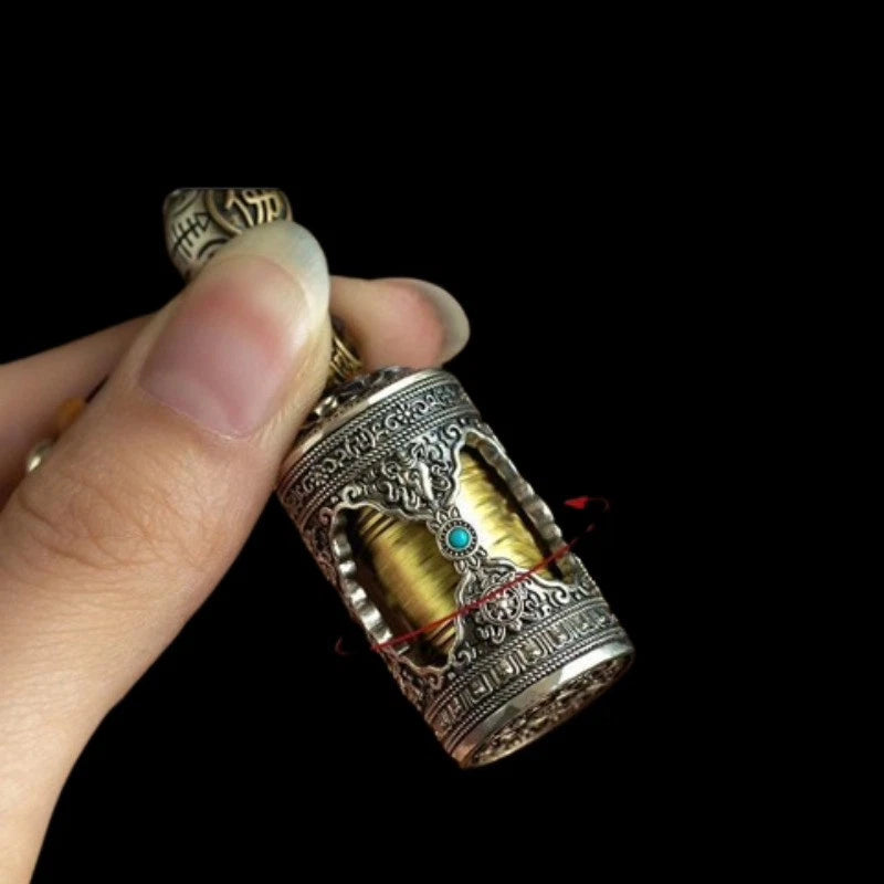 Tibetan Silver Gawu Box Six-character Mantra Tibetan Scripture Tube Pendant 07FC0E-D4 - KOEEK