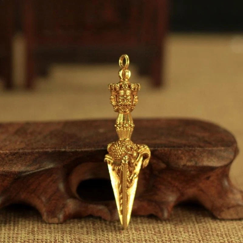 6cm   Copper Vajra Dorje Phurba Pendant Kīla Phurpa Amulet Unisex Gift 07FC0E-D4 - KOEEK