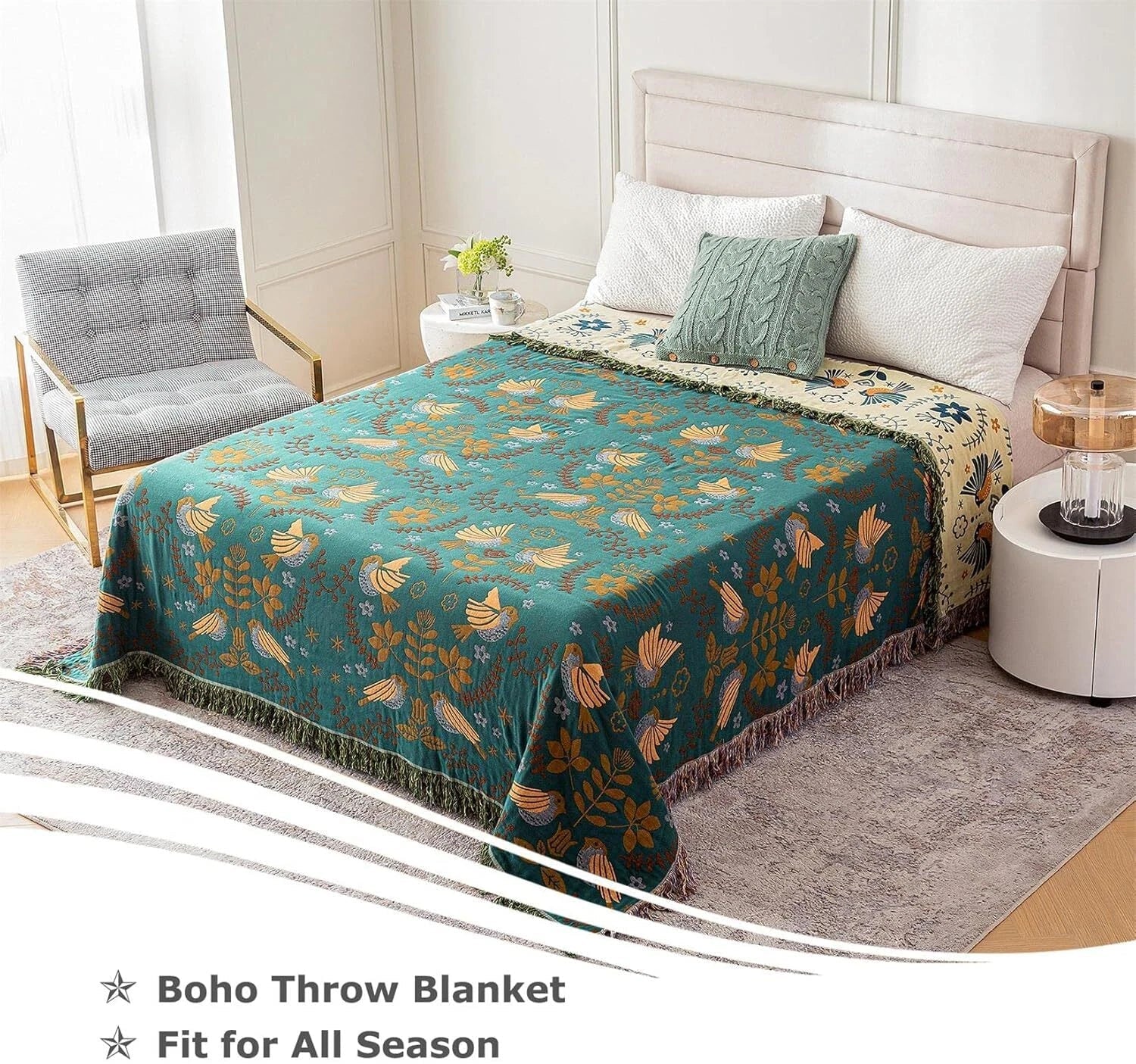 Bohemian Bed Blanket -  Cotton Super Soft Rustic Comforter 07FC0E-D4 - KOEEK