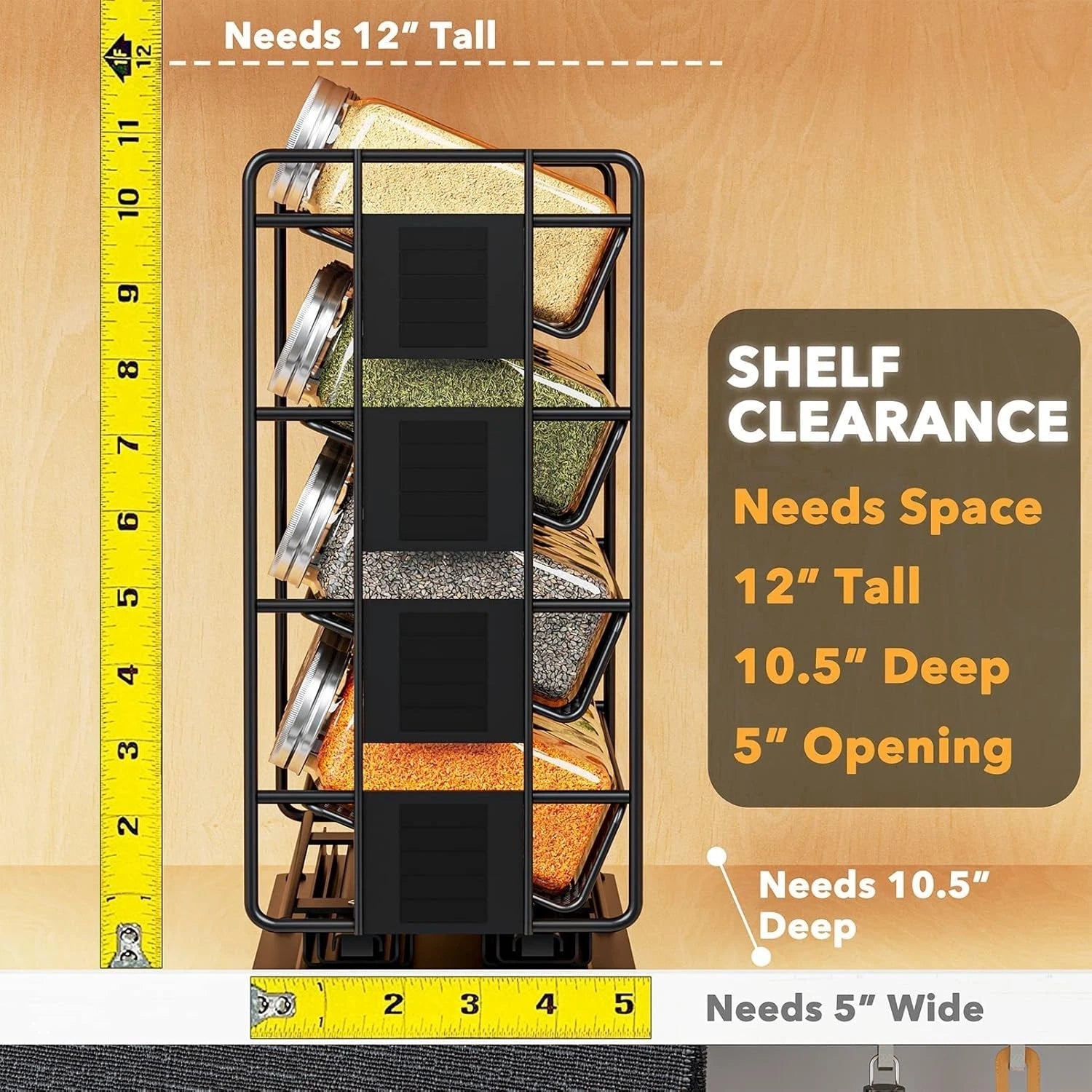 Pull Out Spice Rack Organizer with 20 Jars, Duty Slide Out Seasoning Organizer 07FC0E-D4 - KOEEK
