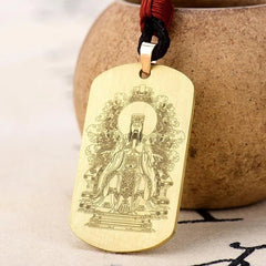 Copper Taoist Jade Emperor Pendant Necklace Amulet Charm Vintage Mens 07FC0E-D4 - KOEEK
