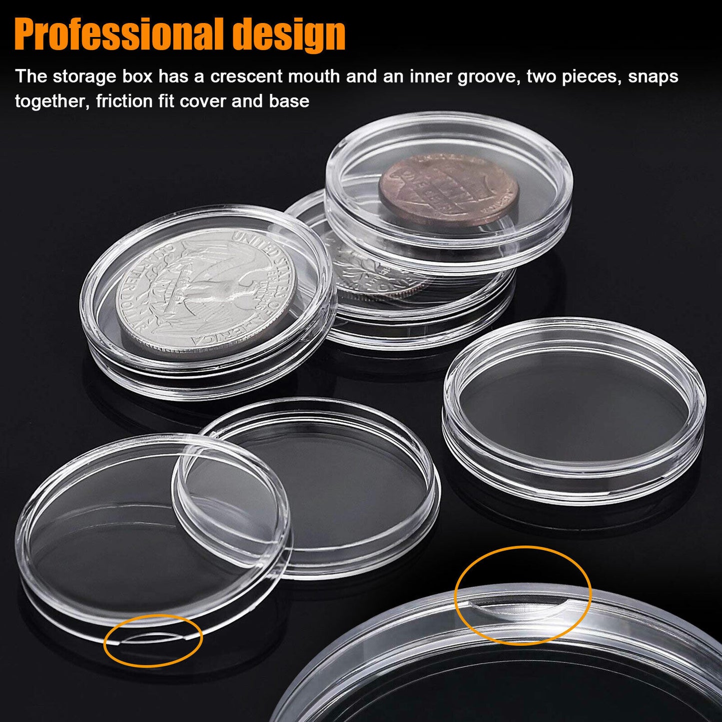 100 Pcs 38mm Coin Capsule Container Storage Holder Case for Morgan Peace Dollars