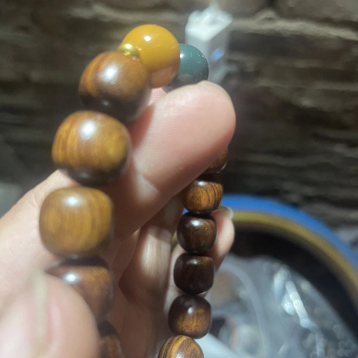Natural Huanghauli Wood Prayer Beads  Gift Bracelet Three-color beads 07FC0E-D4 - KOEEK
