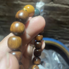 Natural Huanghauli Wood Prayer Beads  Gift Bracelet Three-color beads 07FC0E-D4 - KOEEK