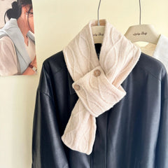 Mens Knittef Scarf Winter Wool Blend Solid Color Shawl Neckerchief Button close 07FC0E-D4 - KOEEK