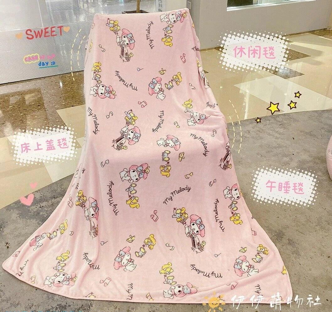 Cartoon My Melody Flannel Plush Blanket Throw Bedsheet Dormitory Bed Sofa Rug 07FC0E-D4 - KOEEK