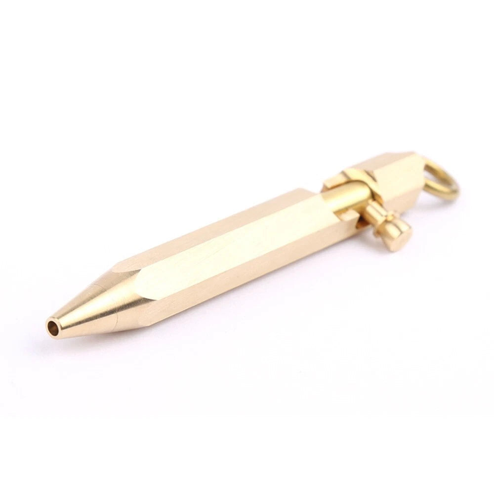 Hot Mini Handmade Six-Edg Brass Ball Pen Bolt Action Pen Pocket Keychain EDC Pen 07FC0E-D4 - KOEEK