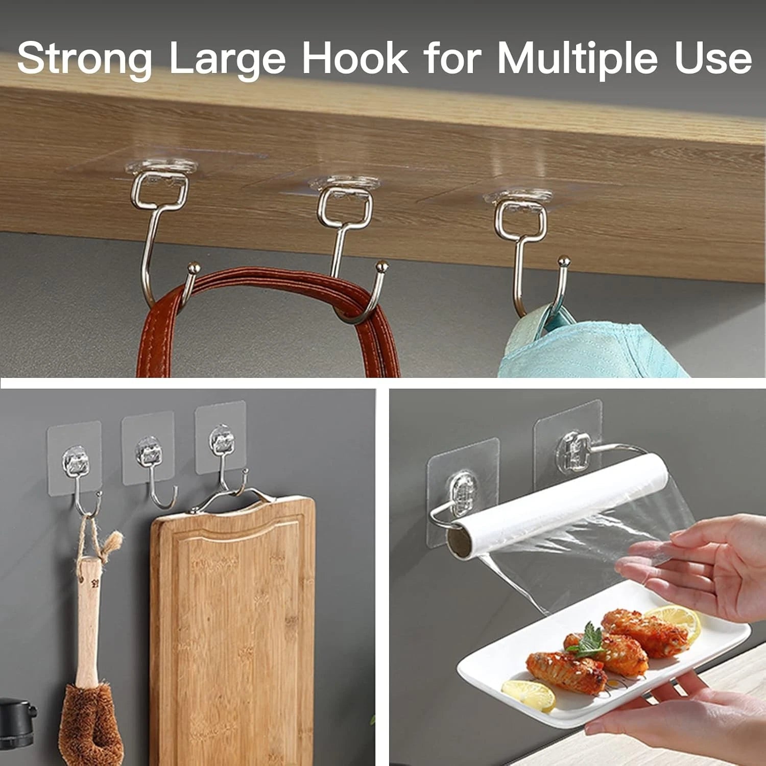 Large Adhesive Hooks for Hanging Heavy-Duty 44Ib(Max) 20 Packs, Wall Hangers 07FC0E-D4 - KOEEK
